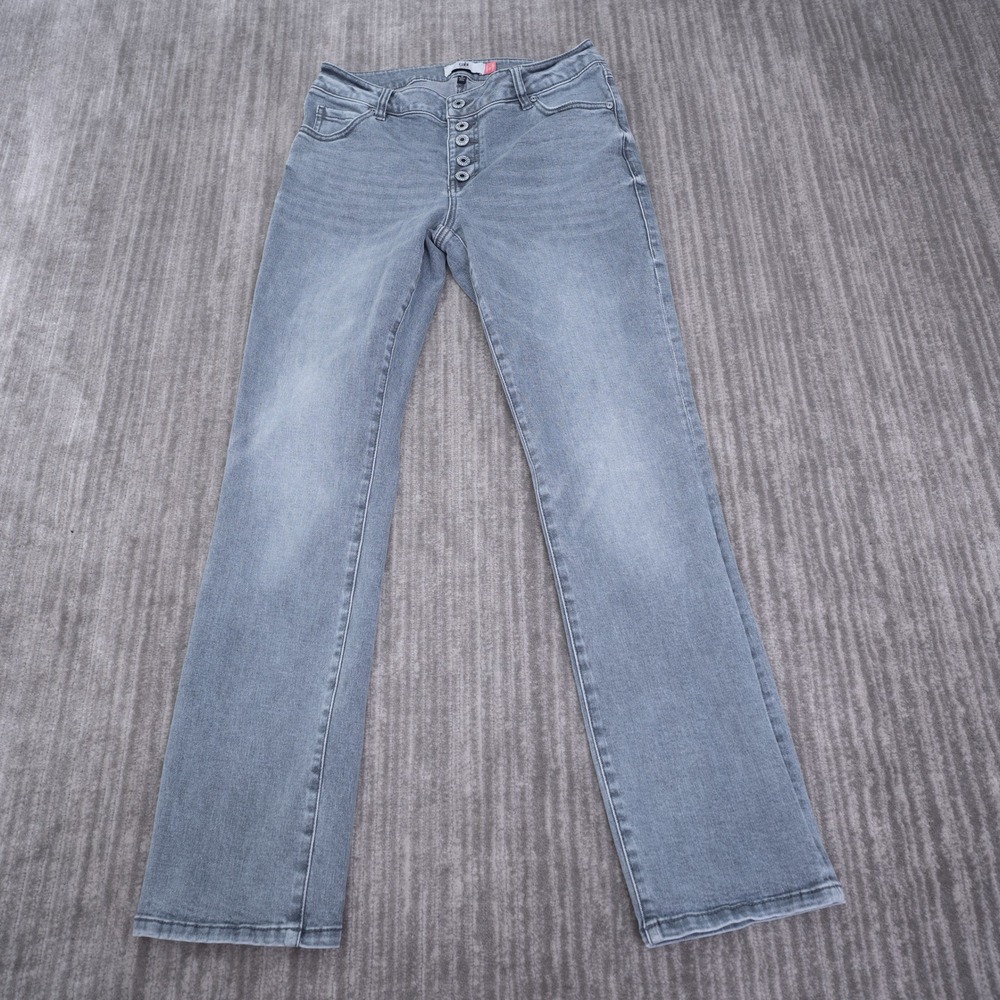 Cabi Button Fly Straight Jeans Womens 8 Gray Stretch Denim Pants 30x30